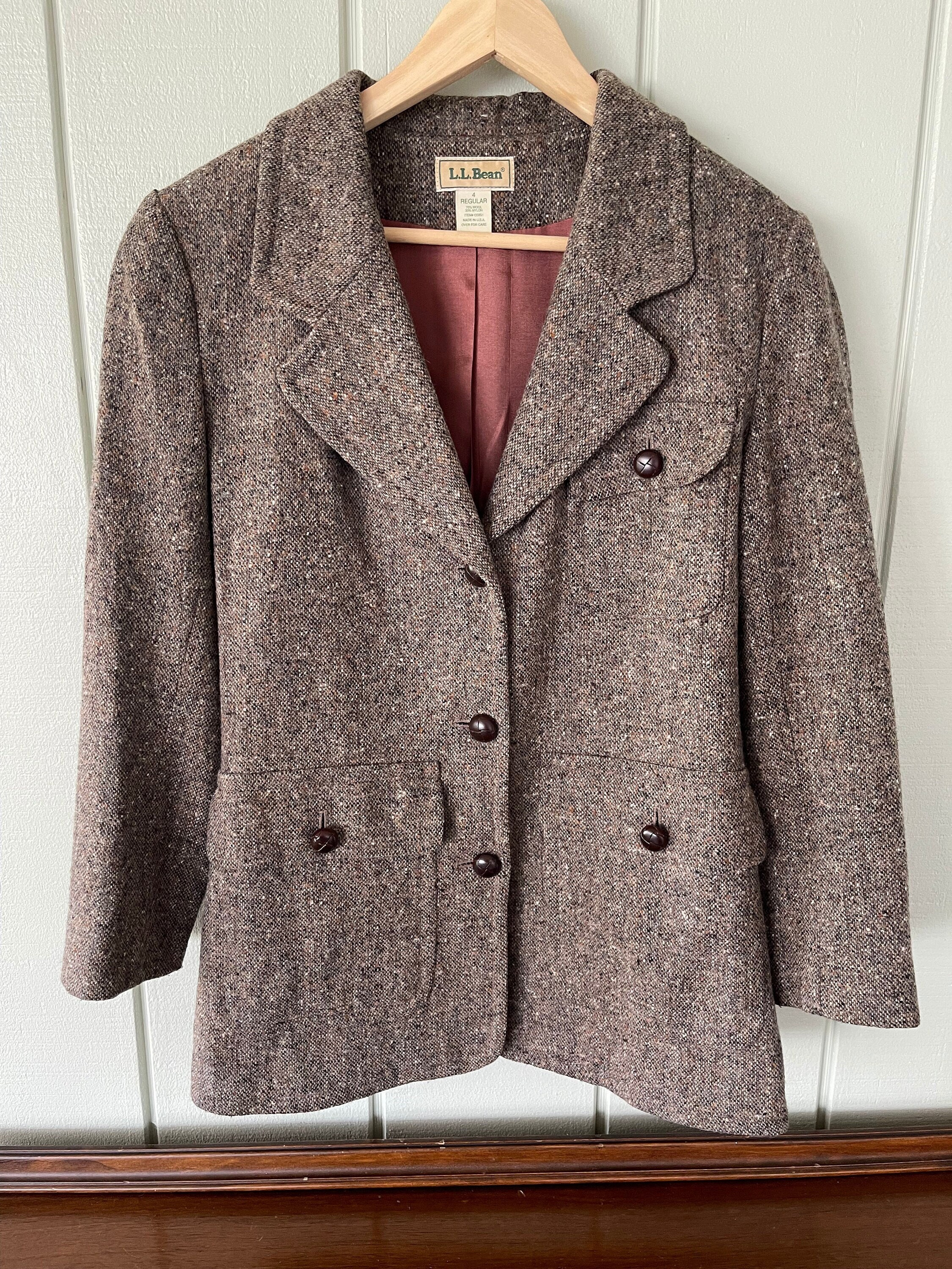 LL BEAN BELLANDI 100% Wool Coat Women's Italian fabric Grey sz S Petite