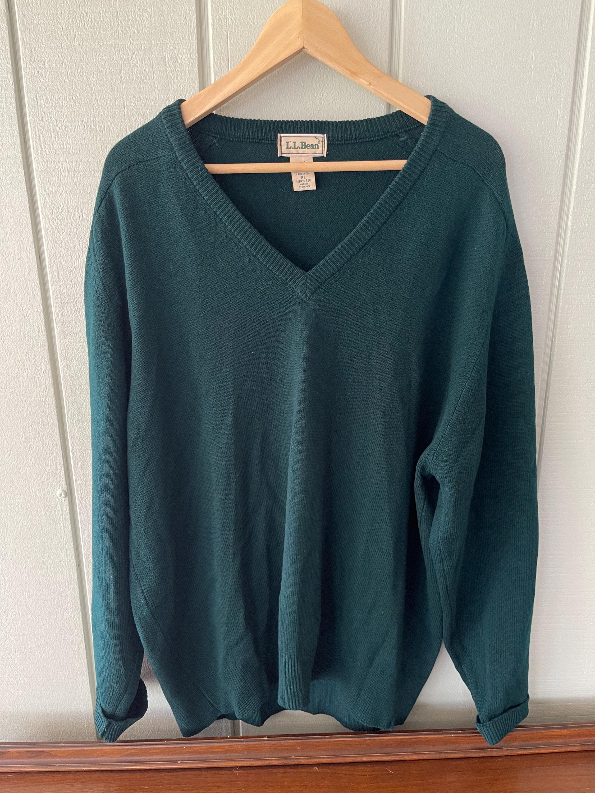 LL Bean Lambswool Solid Green V-neck Sweater - Etsy Ireland
