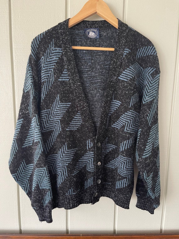 Atlantic Traders Gray and Blue Funky Cardigan