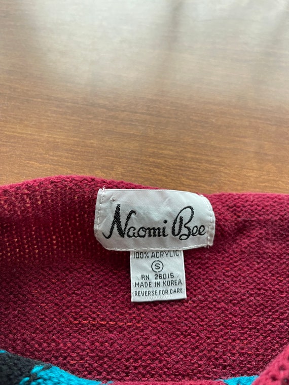 Naomi Bee Maroon Geometric Pattern Sweater - image 3