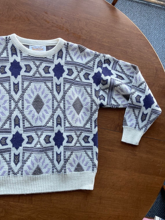 Jantzen White Geometric Pattern Sweater - image 4