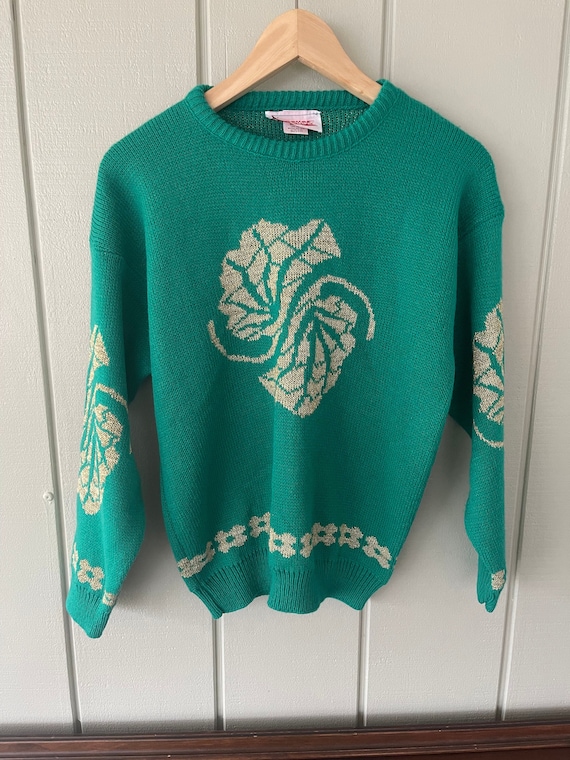 Le Rouge Green Floral Sweater