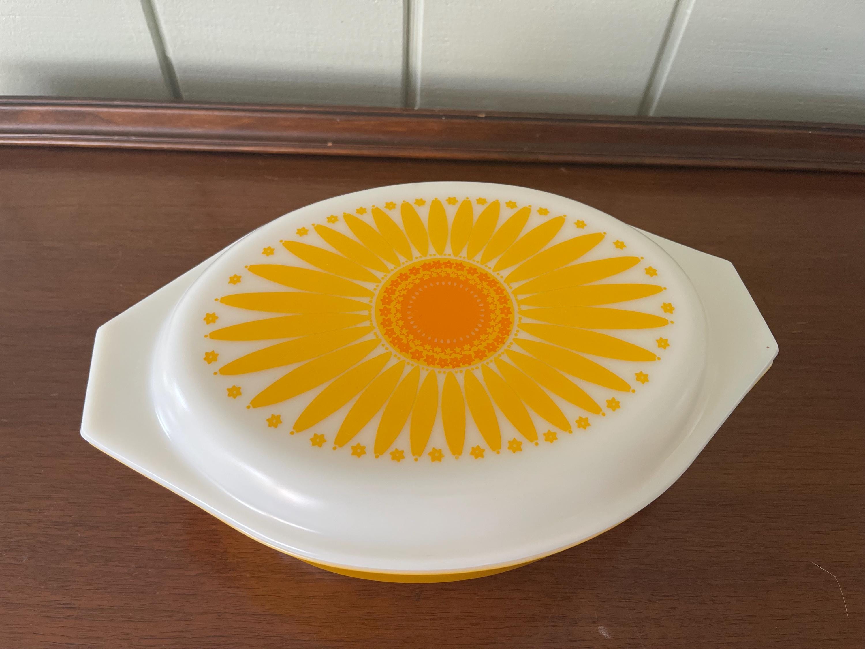 Pyrex Daisy Sunflower Oval Casserole Dish Quart With Lid