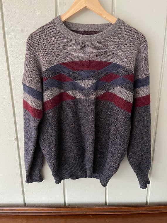 Unbranded Gray Unique Striped Wool Sweater