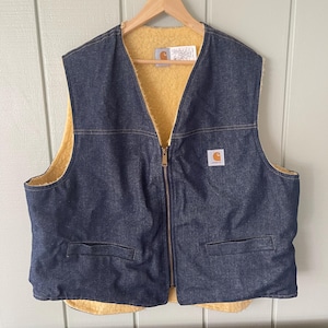 Carthartt 90er Jahre Denim Zip-Up Weste mit Sherpa Interior
