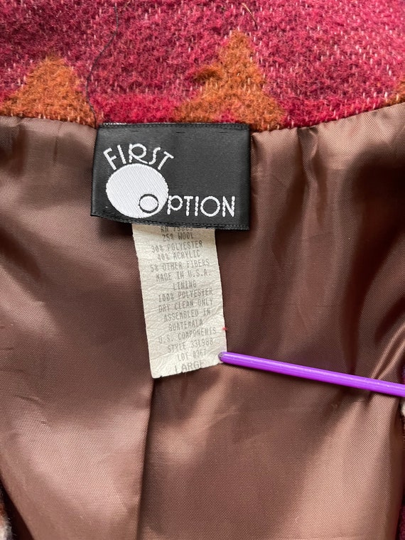 First Option Maroon Aztec Pattern Blazer - image 3