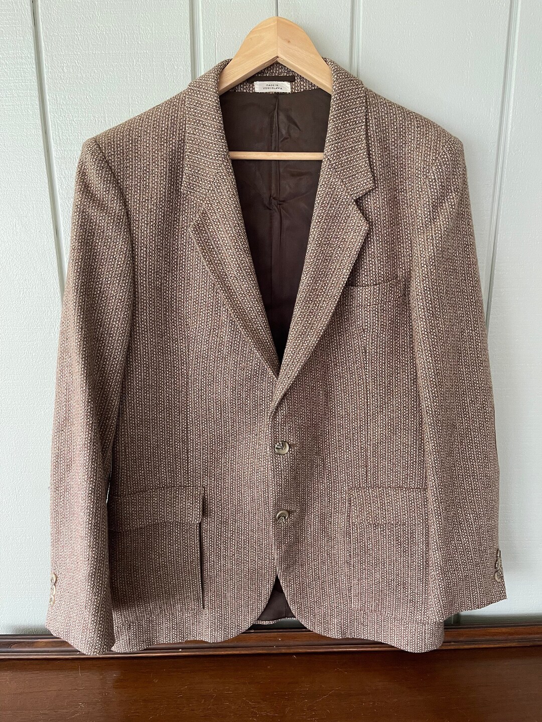Members Only by Europe Craft Tweed Size 42 Blazer With Elbow