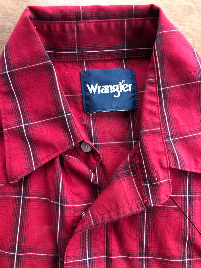 Wrangler Red Plaid Western Shirt - Etsy