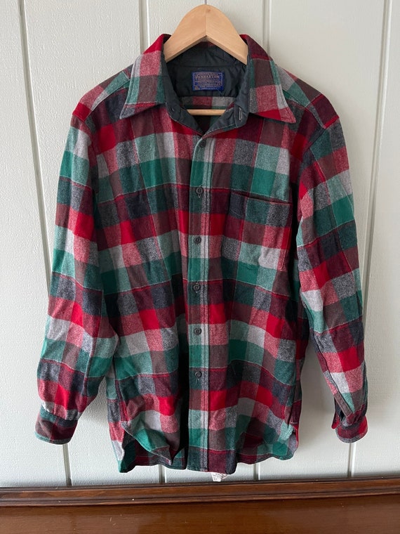 Pendleton Green Plaid Wool Flannel