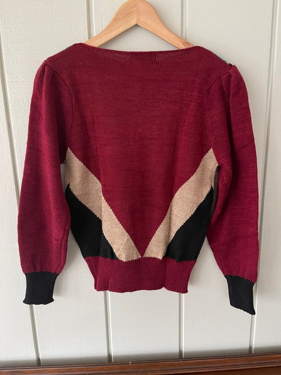 Naomi Bee Maroon Geometric Pattern Sweater - image 2