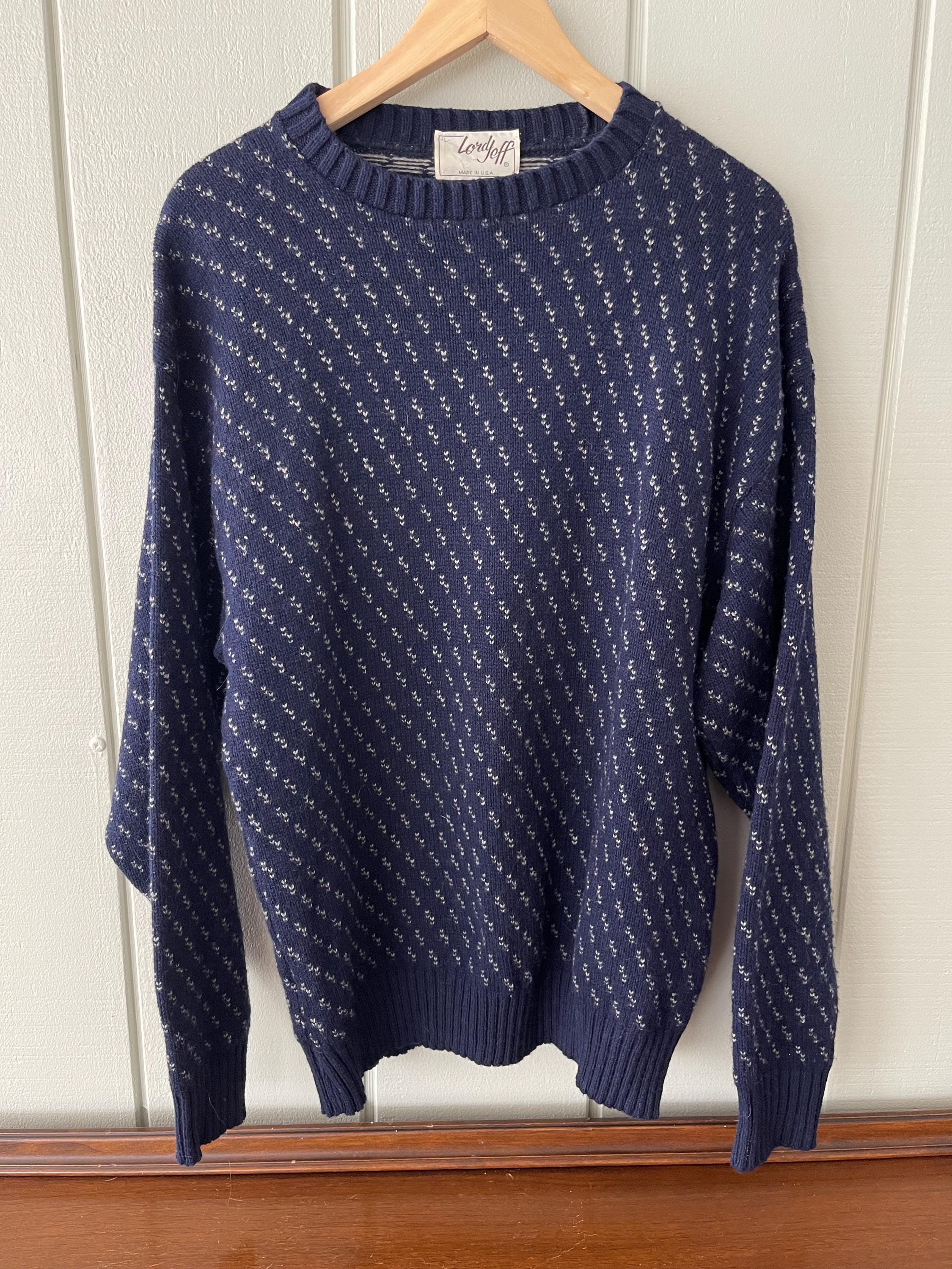 Lord Jeff Blue Birdseye Pattern Wool Sweater - Etsy