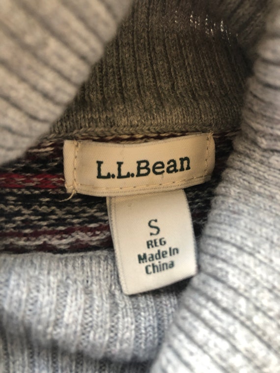 LL Bean Gray Fair Isle Turtle Neck Sweater - image 3