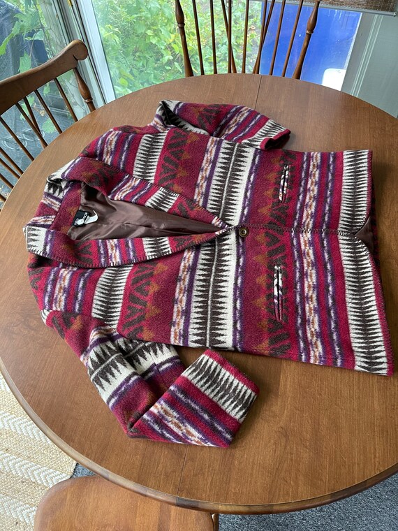 First Option Maroon Aztec Pattern Blazer - image 5