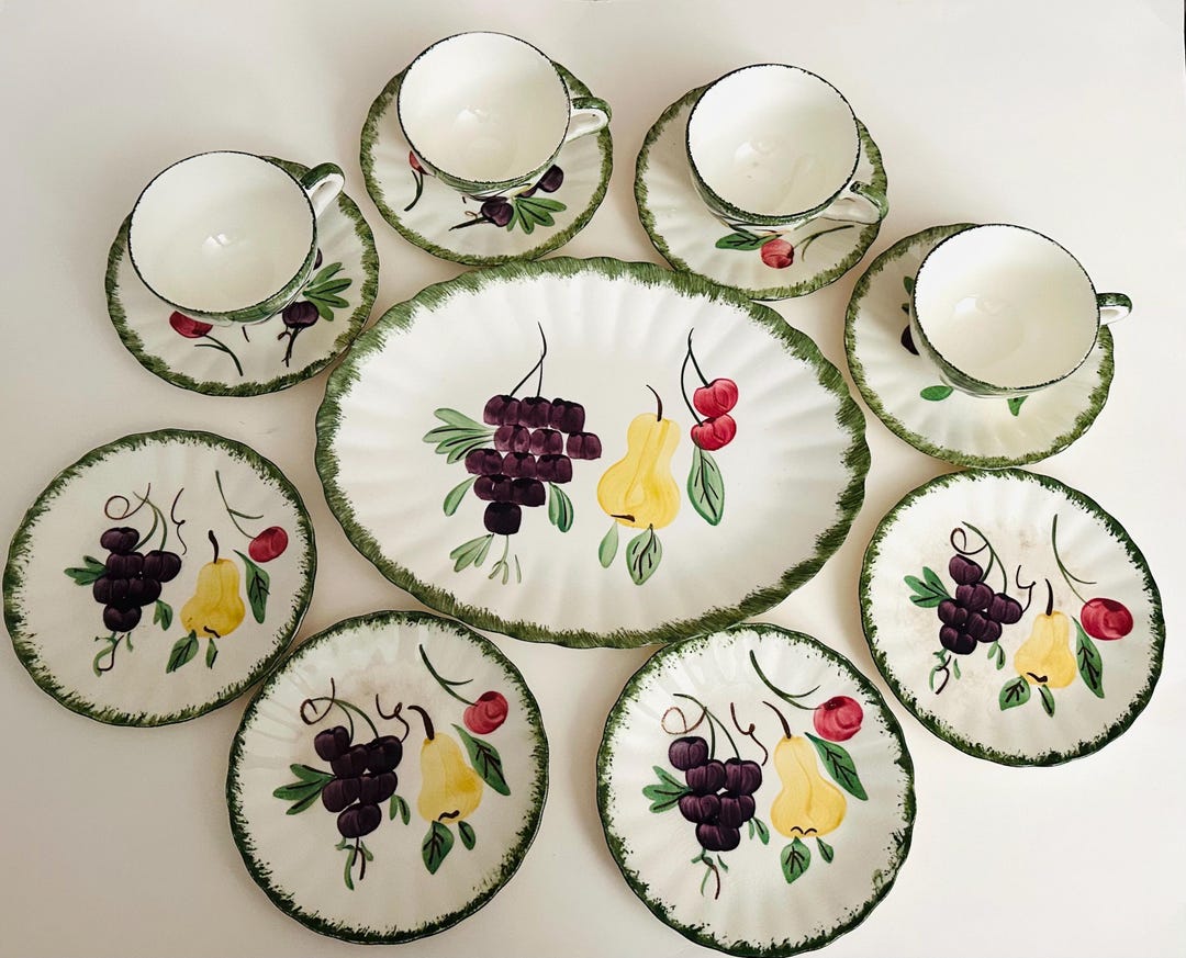 Blue Ridge Southern Pottery Fruit Fantasy Dessert Platter Small Plates ...