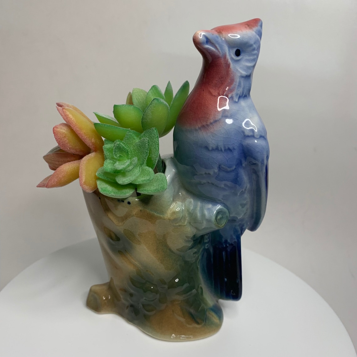 Vintage Royal Copley Colorful Ceramic Bird Planter Vase Etsy