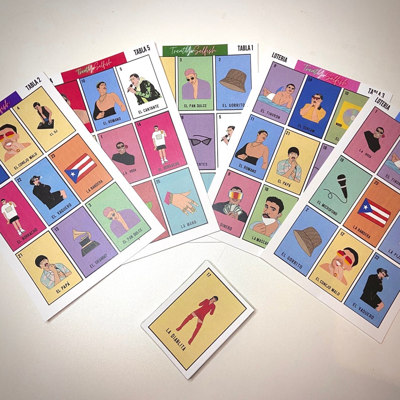 Download Bad Bunny LoterĂa Mexican Board Games Bingo Loteria | Etsy