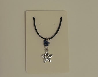 Star Charm Necklace, Crystal Star Spiral Necklace, Crystal Necklace, Lapis Lazuli, “Stargirl” Necklace, Spiral and Star Charm Necklace