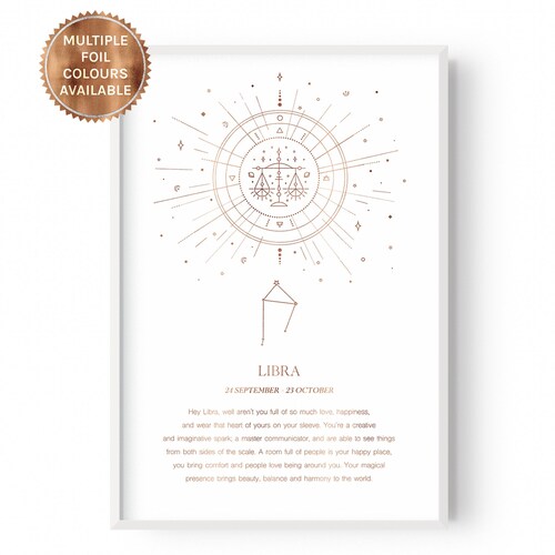 Libra Wall Art Libra Decor Zodiac Sign Horoscope Art Etsy