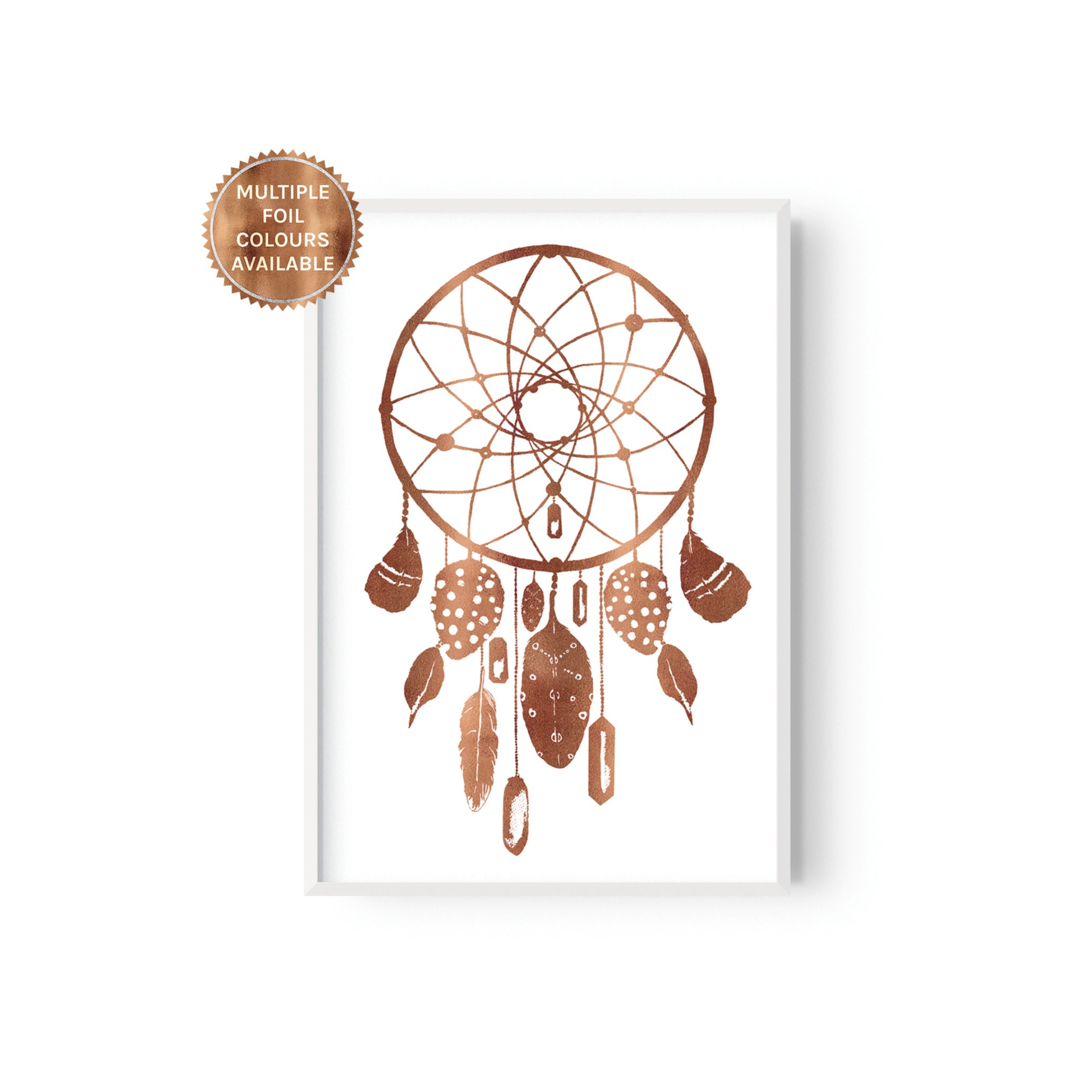Dream Catcher Foiled Print Rose Gold Foil Boho Print Bo-ho - Etsy