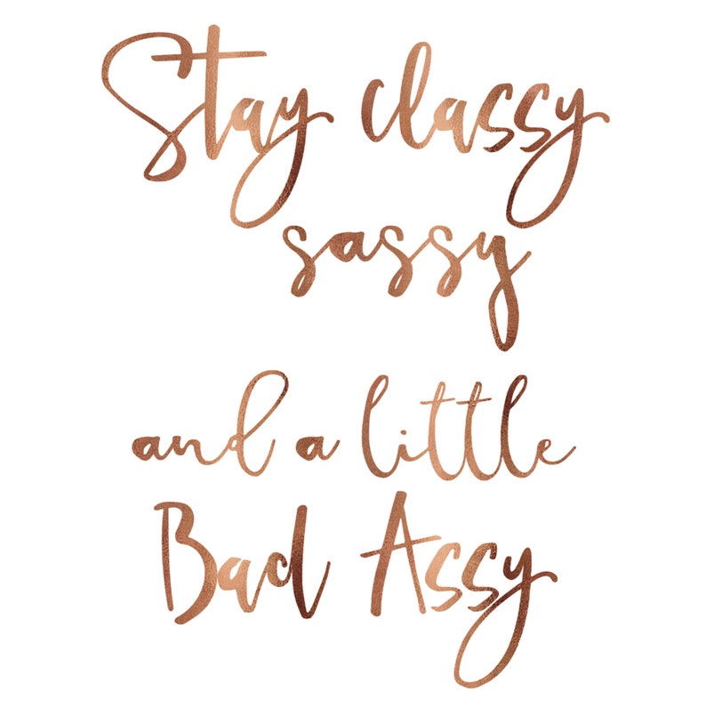 Stay Classy Sassy And A Little Bad Assy Foiled Print Rose Etsy