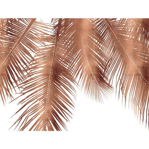 Palm Leaf Silhouette Foiled Print Rose Gold Foil Wall Art Etsy