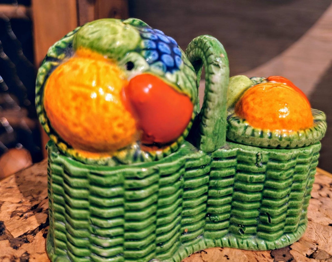 1930s Marutomoware Japanese Cruet Set. Fruit Basket. Etsy