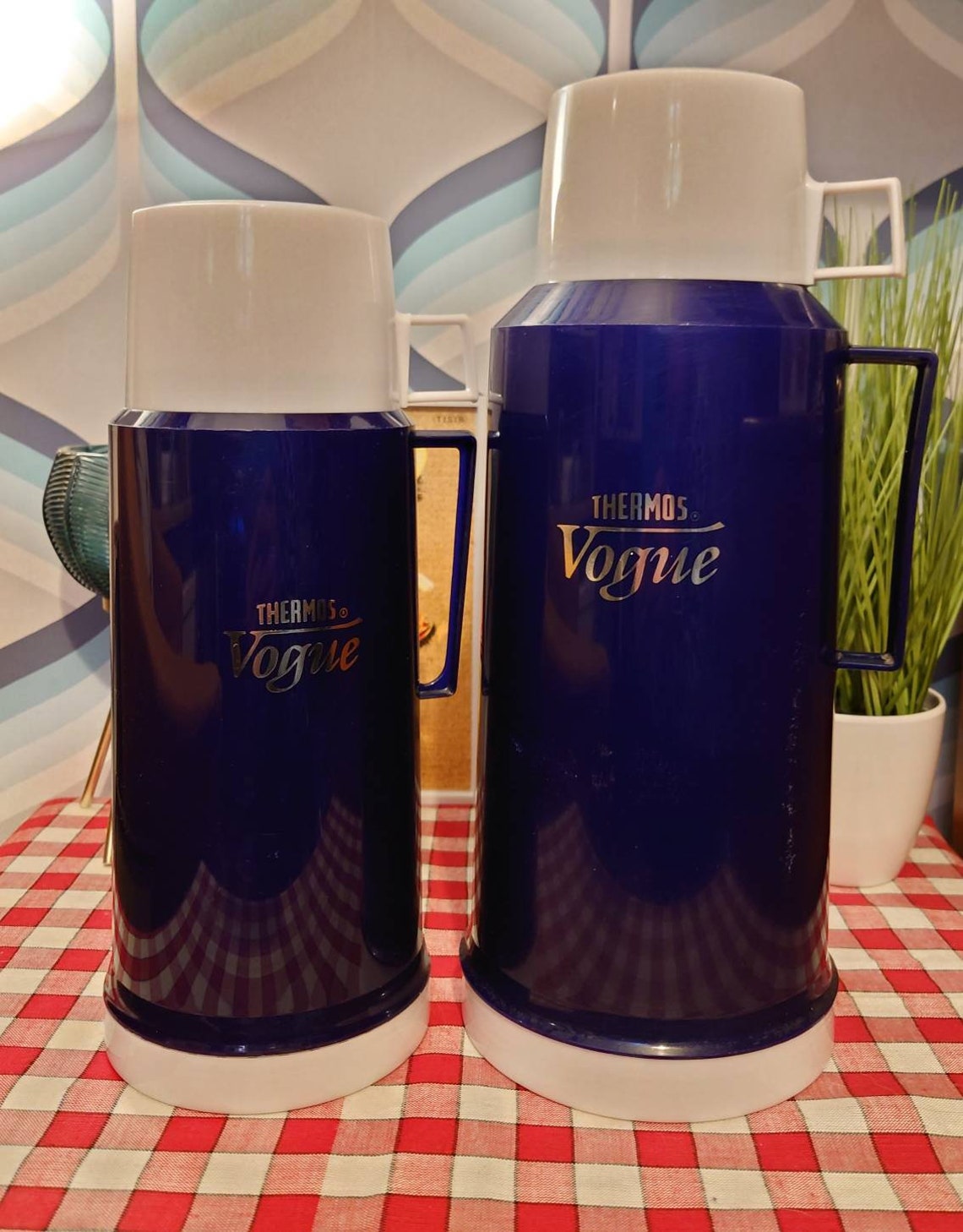 Vintage Navy Blue THERMOS Vogue Flask. Made in England. 2 Etsy New
