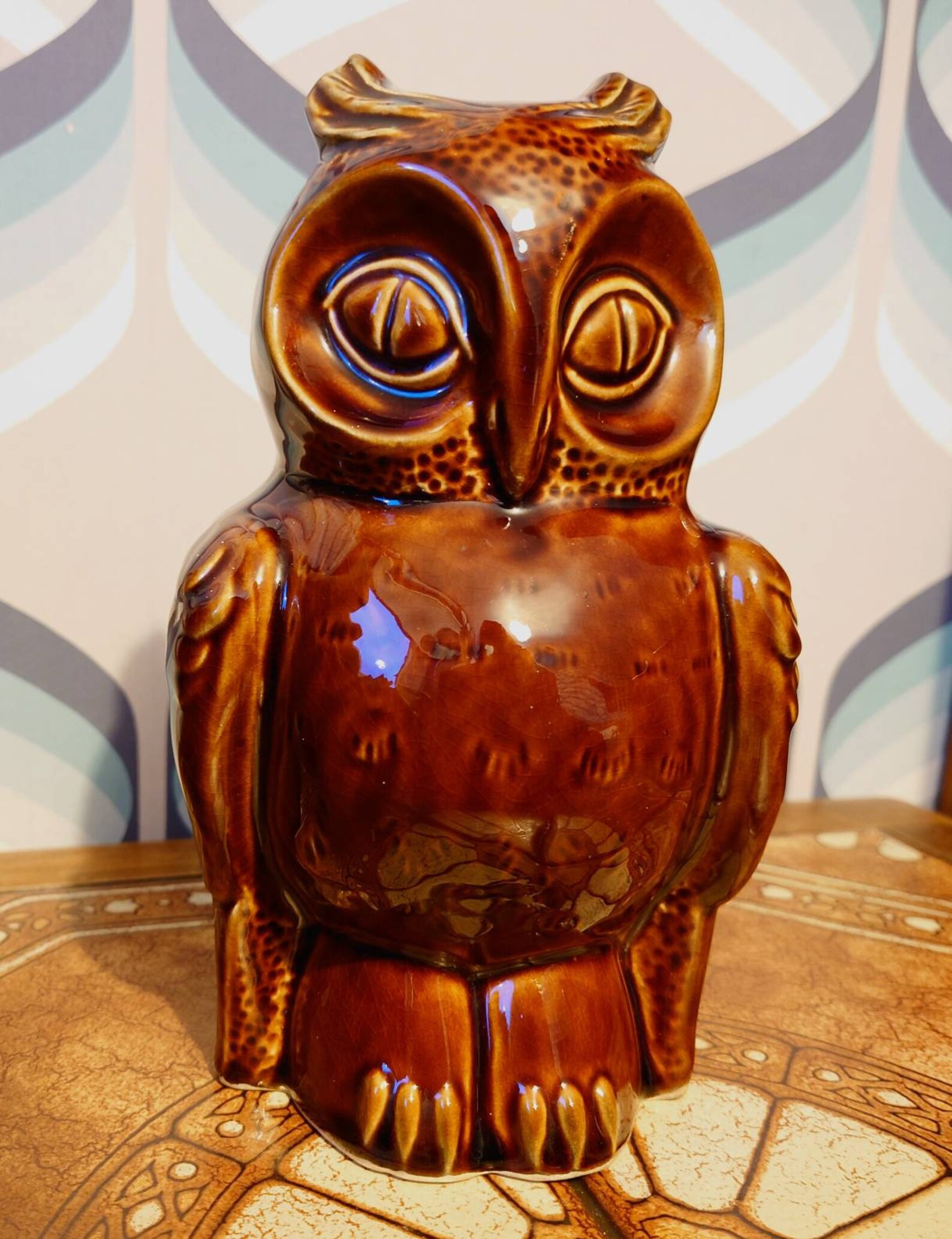 Vintage ceramic brown glazed Dartmouth pottery owl money box. Etsy