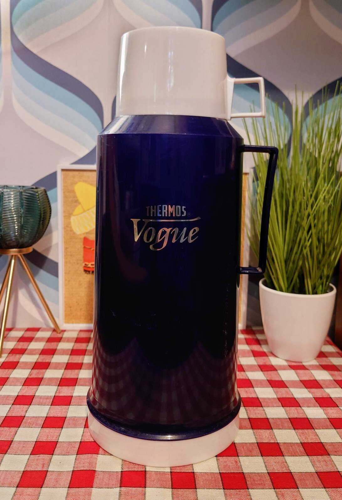 Vintage navy blue THERMOS Vogue flask. Made in England. 2 Etsy
