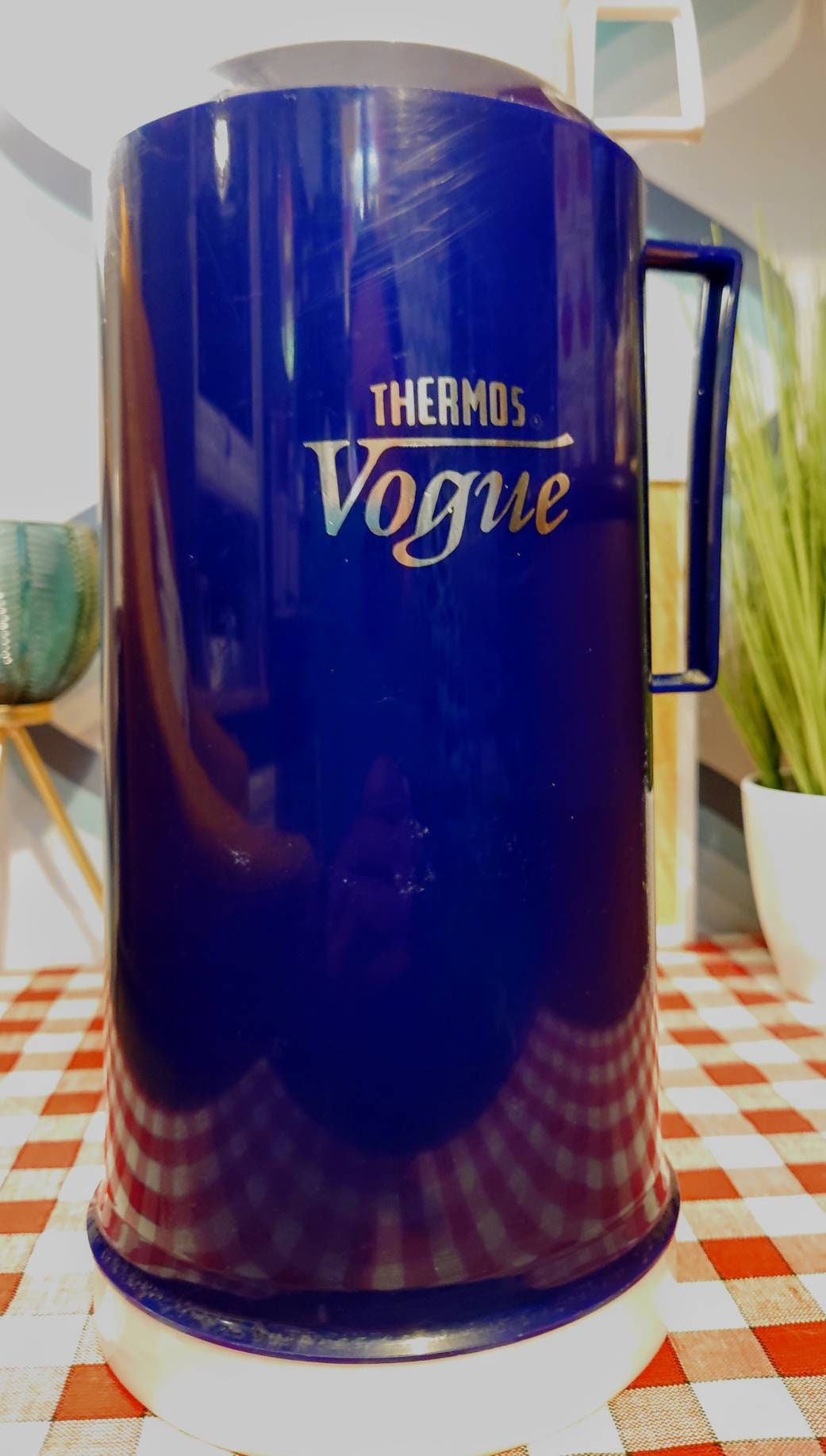 Vintage navy blue THERMOS Vogue flask. Made in England. 2 Etsy