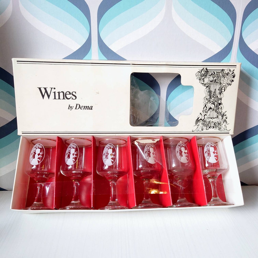 Vintage Boxed Set of Dema Wine Glasses. Etsy