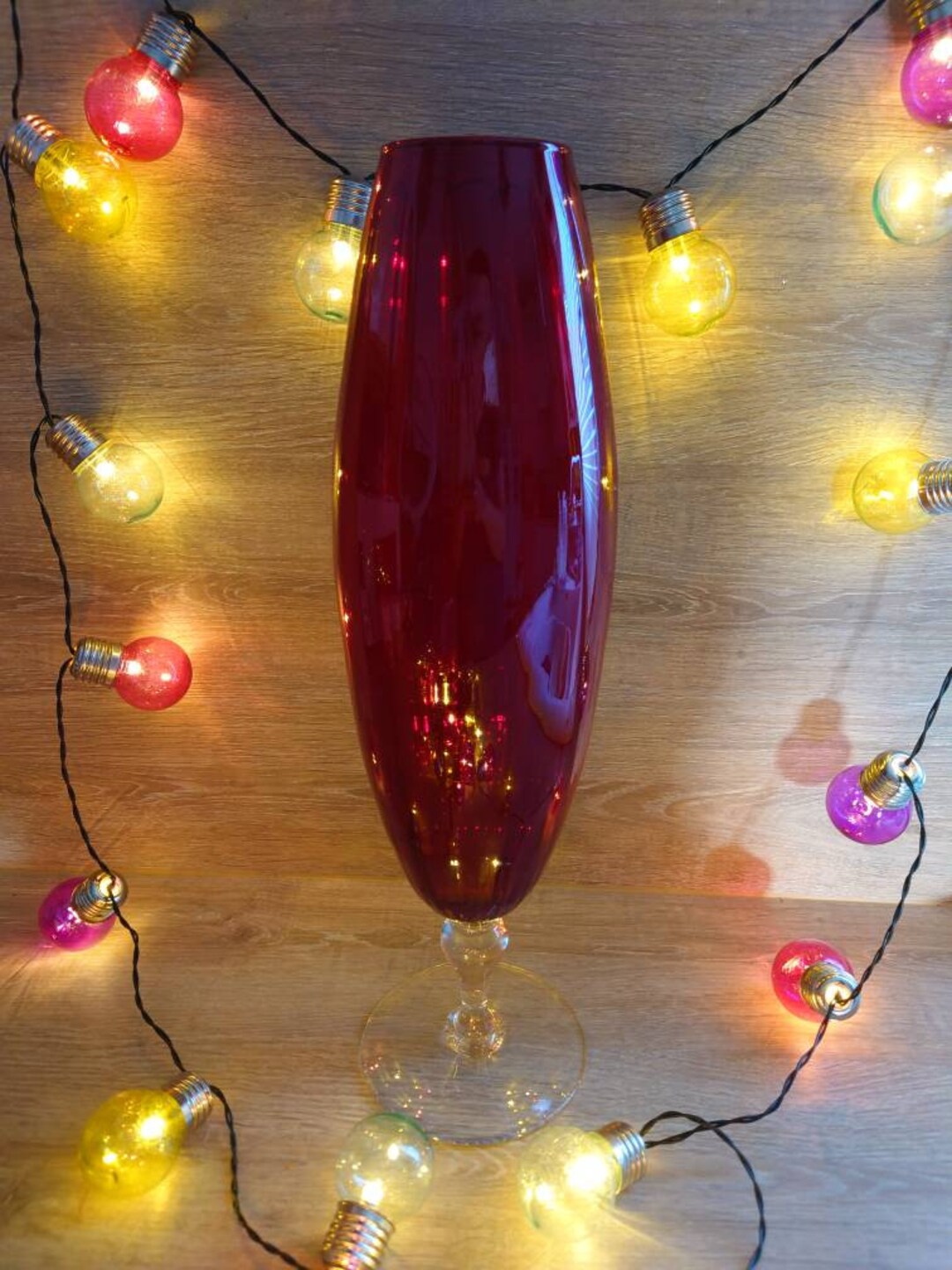 Superbe vase en verre rouge géant de 44 cm de haut. Etsy France