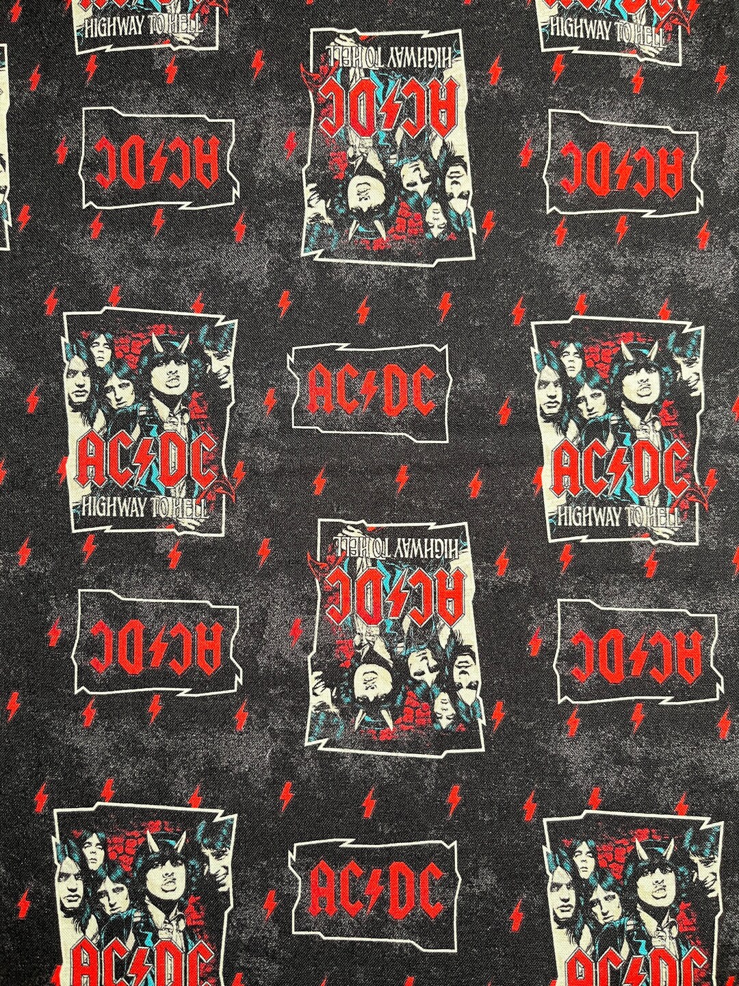 ACDC Highway to Hell Cotton Fabric 5/8 Yd | Rock and Roll Fabric ...