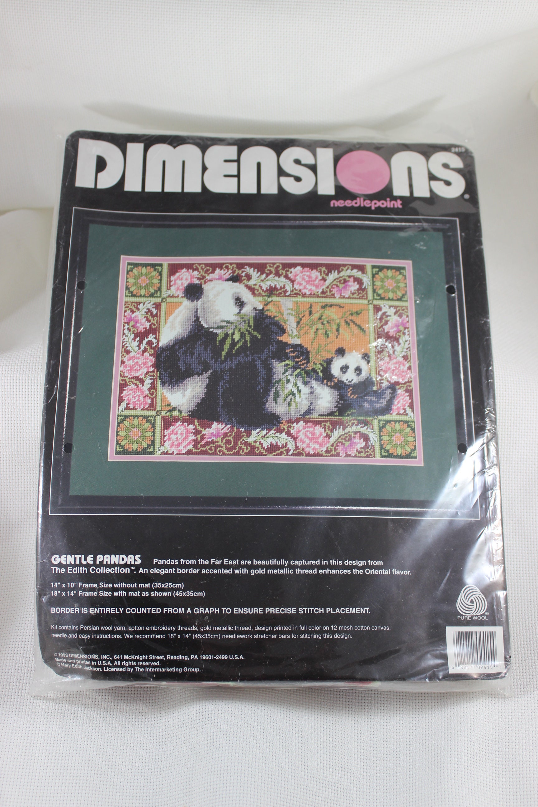 Dimensions Gentle Pandas Needlepoint Kit Edith Collection 1993 - Etsy