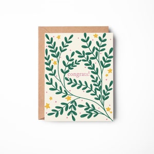 Tarjeta de felicitaciones / Tarjeta de felicitaciones botánicas / Aniversario, boda, graduación, nacimiento, evento de la vida / En blanco A2 con sobre Kraft
