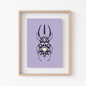 Mosaic Beetle Print | 5x7 or 8x10 Wall Art for office, dorm, bedroom, and more | Celestial Witchy Illustration