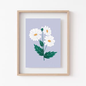 Daisies Print | April Birthflower Illustration | Available in 5x7 or 8x10 | Floral Decor | Wall art for office, bedroom, and more!