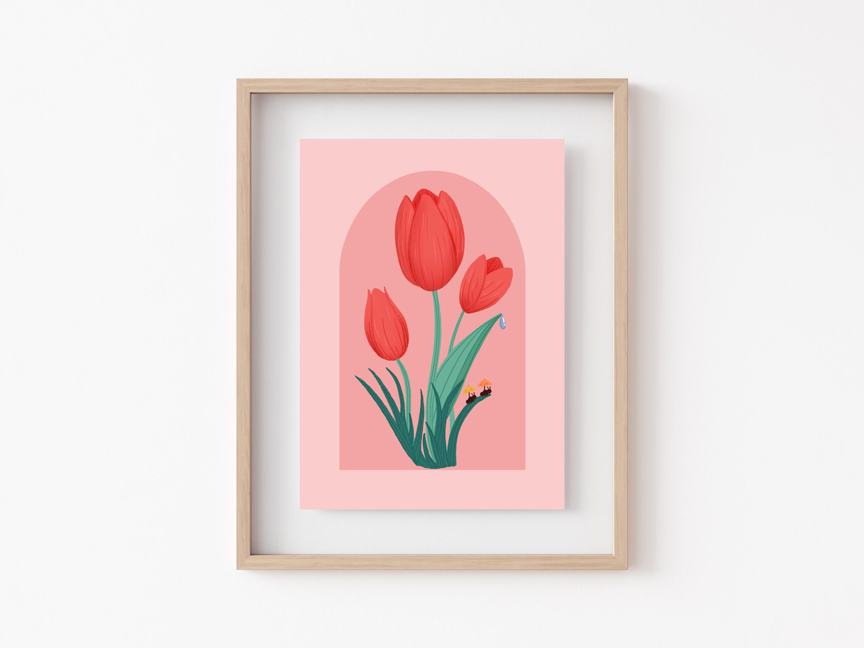 Tulips Print | Floral Illustration Wall Art | 5x7 or 8x10 | Decorative ...