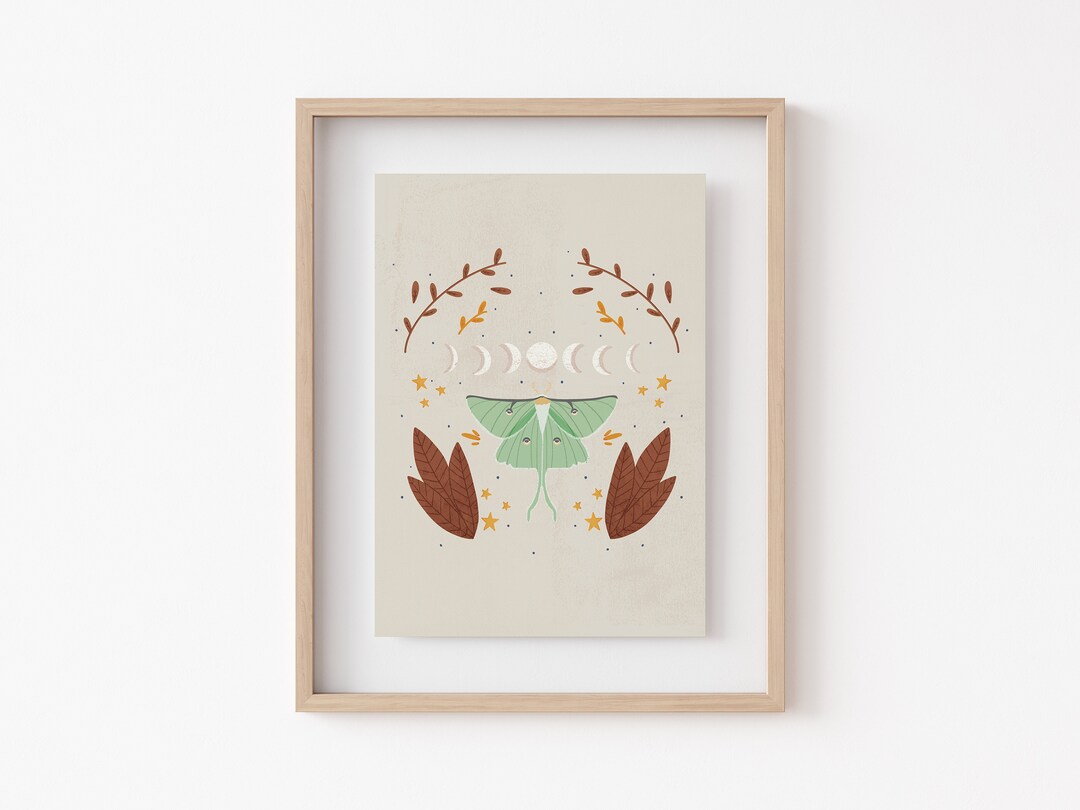 Luna Moth Print 5x7 or 8x10 Wall Art for Office, Dorm, Bedroom, and ...