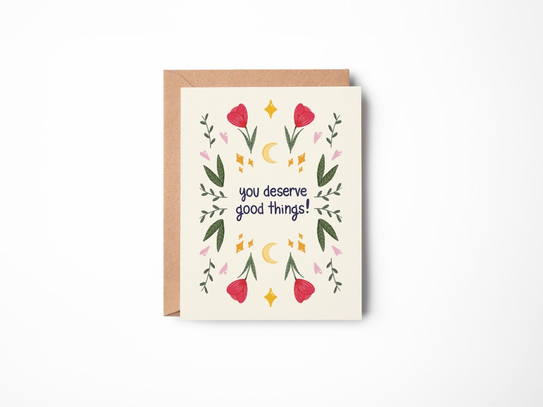 Witchy Illustration Greeting Card: You Deserve Good Things - A2 With ...
