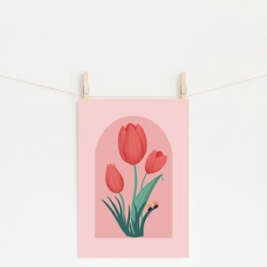 Tulips Print Floral Illustration Wall Art 5x7 or 8x10 Decorative Stationary Gifts for friends, partners, or family image 4