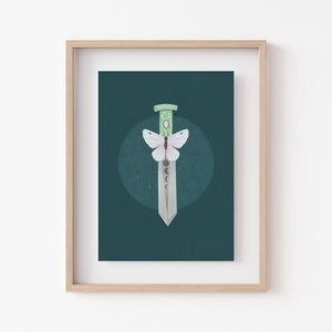 Moth Sword Print Wall art for office, bedroom, and more image 1