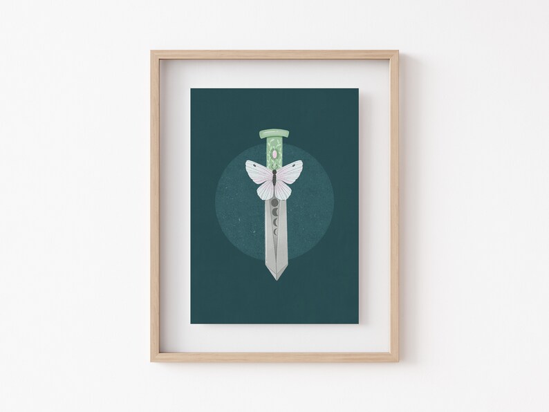 Moth Sword Print Wall art for office, bedroom, and more image 1