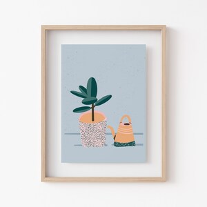 Rubber Tree Plant Print Cute Plant Parent Art 5x7 or 8x10 Gifts for planty friends, partners, or family image 1