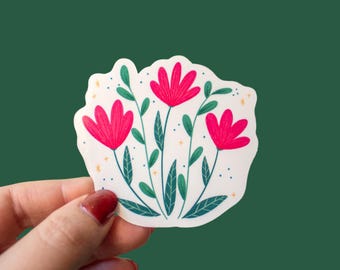 Floral Sticker: Water-Resistant Vinyl, Laptop Decal