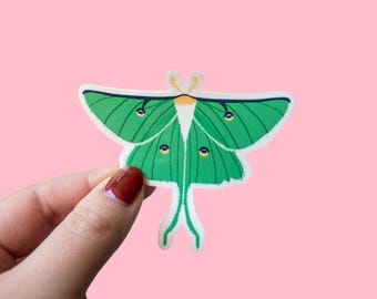 Luna Moth Sticker: Cottagecore Vinyl Decal, Water-Resistant