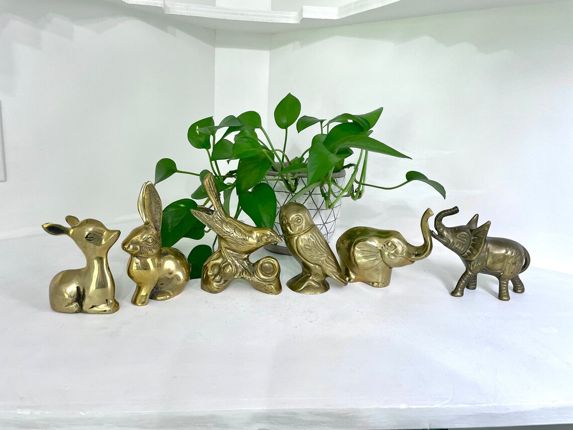 Vintage Brass Animal Figurines Etsy