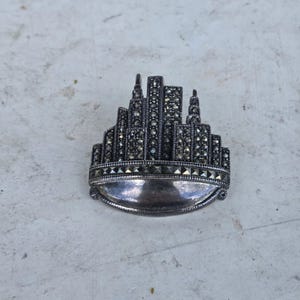 Sterling Silver NYC Skyline Brooch Pendant