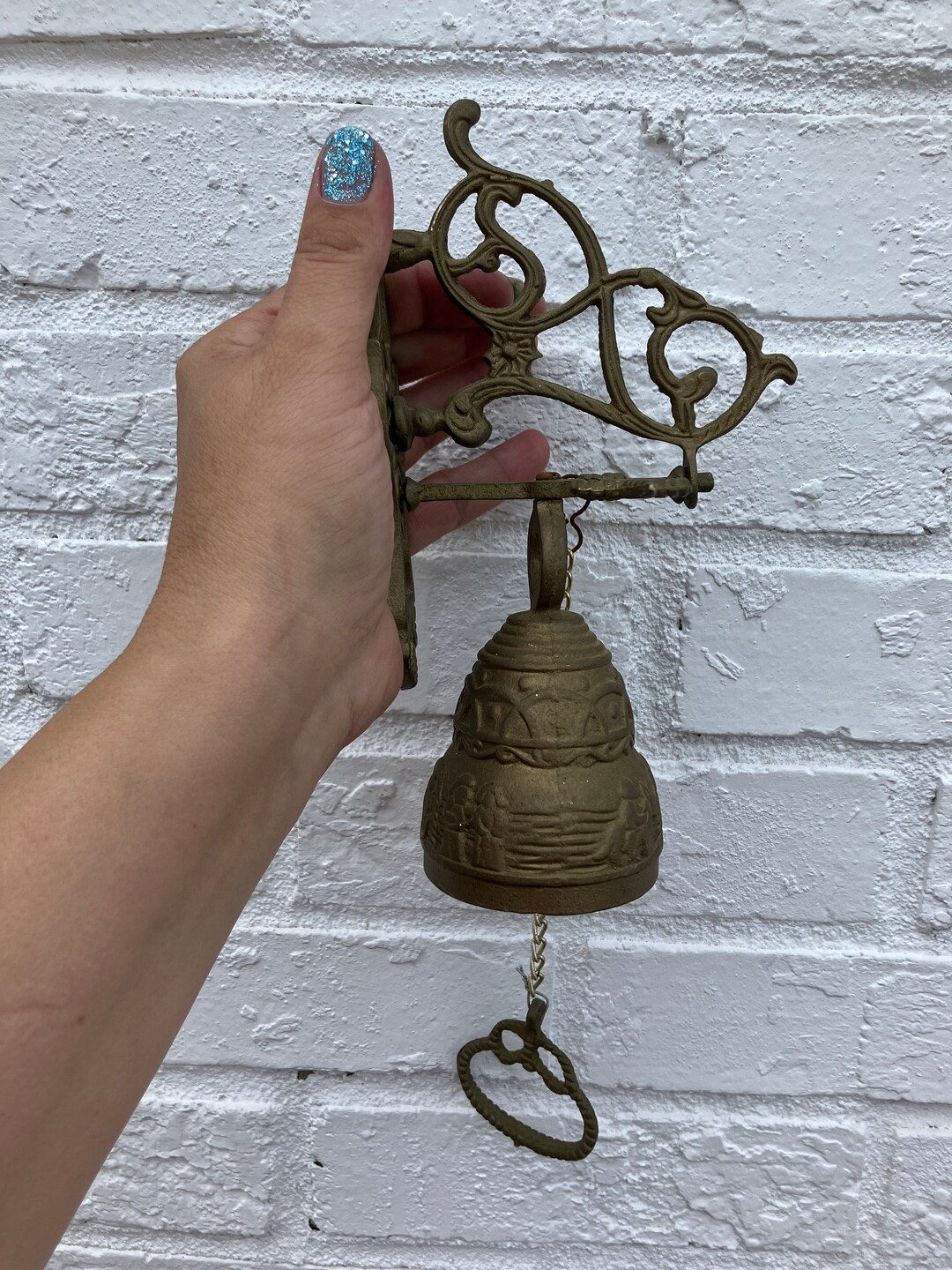 Brass Wall Mounted Temple Doorbell Church Bell With Pull Chain Etsy