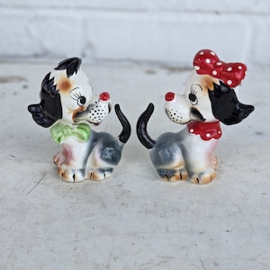 Vintage Ceramic Dog Salt & Pepper Shakers